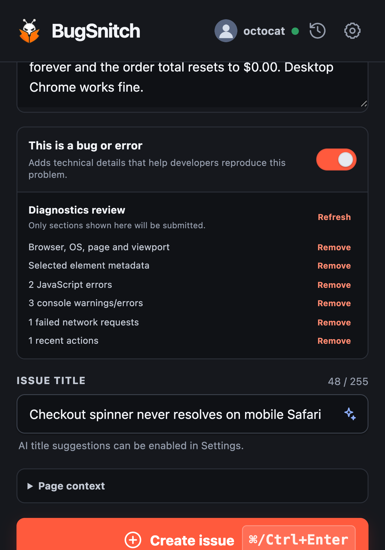 Reviewing optional diagnostics